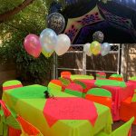 Multicolored Neon Tablecloths and Chair Covers