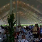 40x120 wide tent with Center pole covers, and Bistro Lights